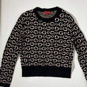 Guess Black and Tan Logo Sweater